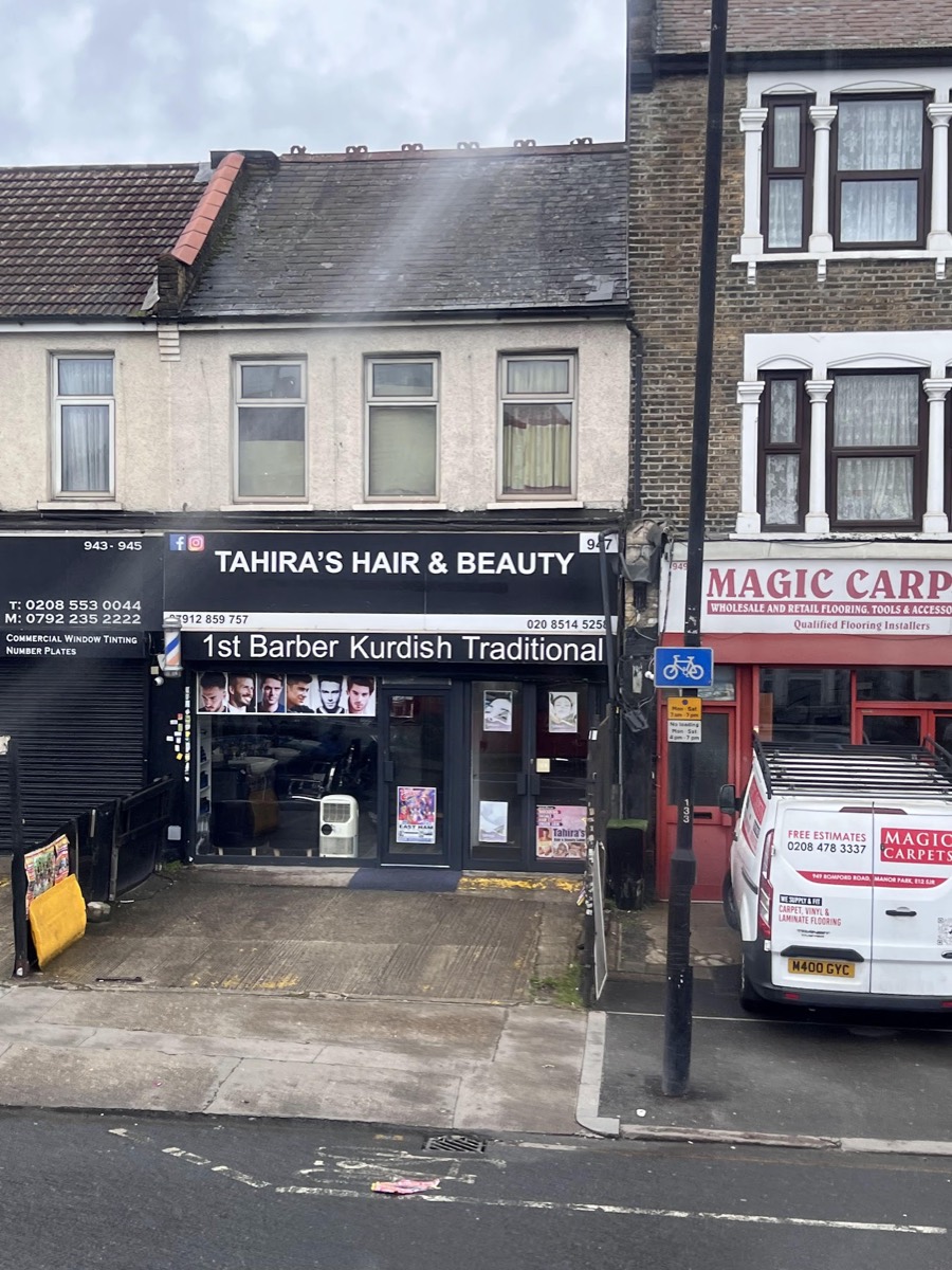 Tahira's Hair and Beauty shopfront on Romford Road, Manor Park